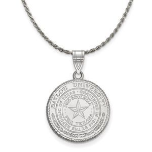 Sterling Silver Baylor U Large Crest Pendant Necklace - 18 Inch
